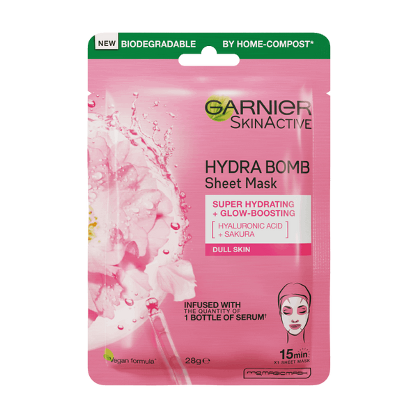 Garnier Skin Active Hydra Bomb Hyaluronic Acid Sakura Brightening Sheet Mask