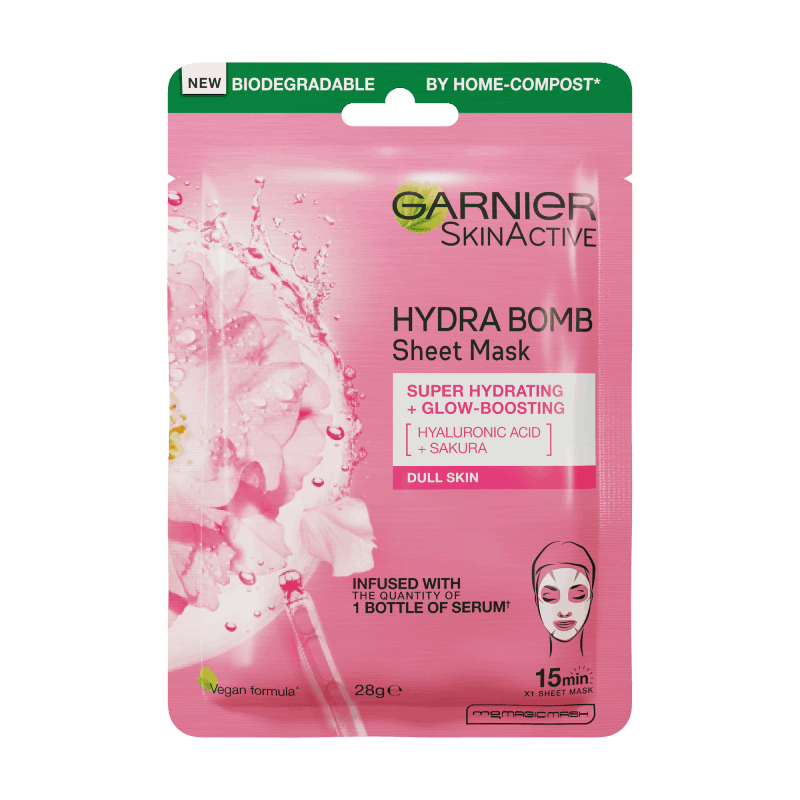 Garnier Skin Active Hydra Bomb Hyaluronic Acid Sakura Brightening Sheet Mask