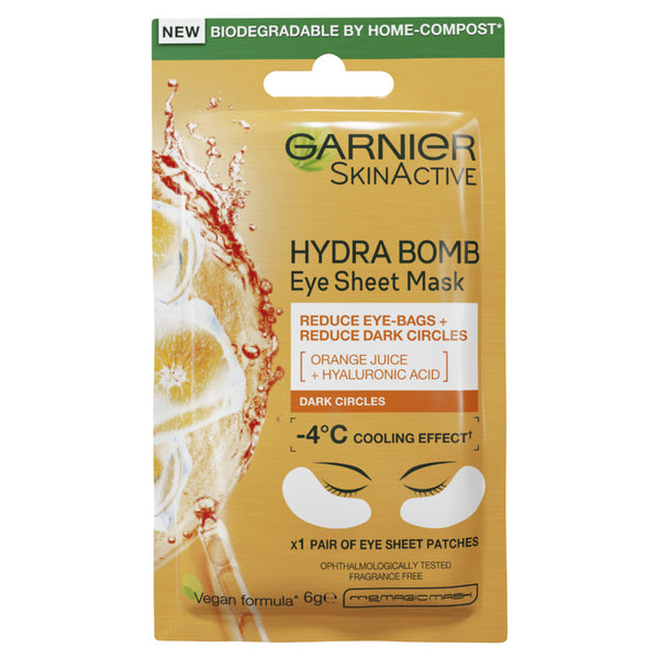 Garnier Hydra Bomb Hyaluronic Acid + Orange Extract Eye Sheet Mask 6g