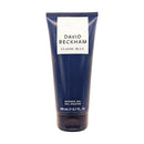 Tube of David Beckham Classic Blue shower gel on a white background