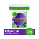 Swisspers Cotton Tips Paper Stems - 120 Pack
