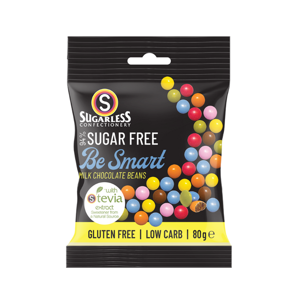 Sugarless Confectionery Be Smart Milk Chocolate Coated Beans 80g