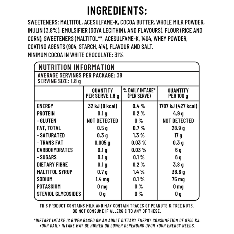 Sugarless Confectionery White Chocolate Crunch Balls 90g