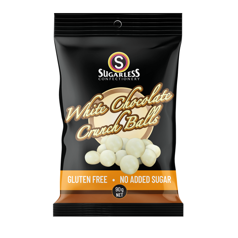 Sugarless Confectionery White Chocolate Crunch Balls 90g