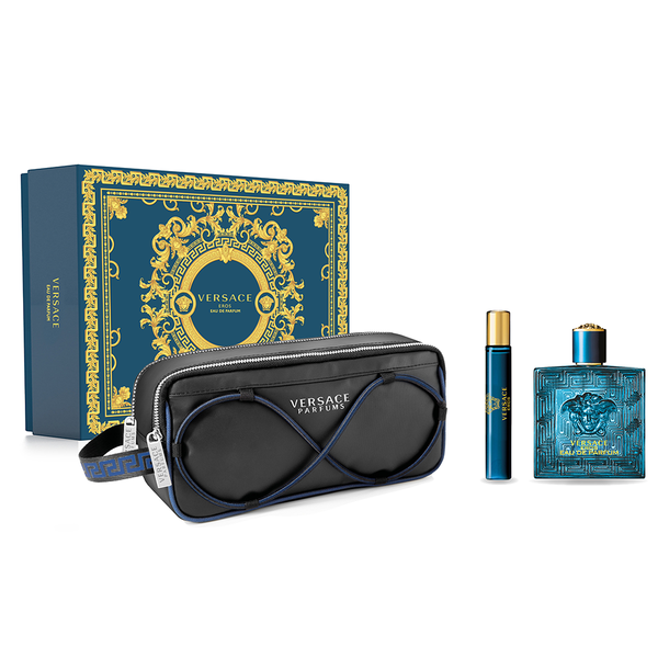 Versace Eros 3 Piece Gift Set (100ml EDP, 10ml EDP & Toiletry Bag)