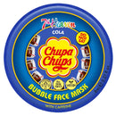 A round blue 7th Heaven Chupa Chups Bubble Face Mask pod with caffeine, featuring the yellow and red Chupa Chups logo and product details on a white background.