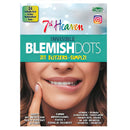 Front of a 7th Heaven Invisible Blemish Dots cosmetic package, featuring a close-up of a smiling woman's face on the lower half of the box. The package has a teal and white design with the brand name '7th Heaven' and product name 'Invisible Blemish Dots' in large text.