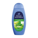 Felce Azzurra shower gel bottle with blue and green design on a white background