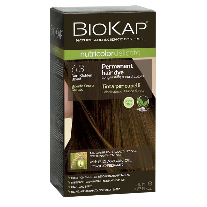 BioKap Nutricolor Delicato 6.3 Dark Golden Blond Permanent Hair Dye