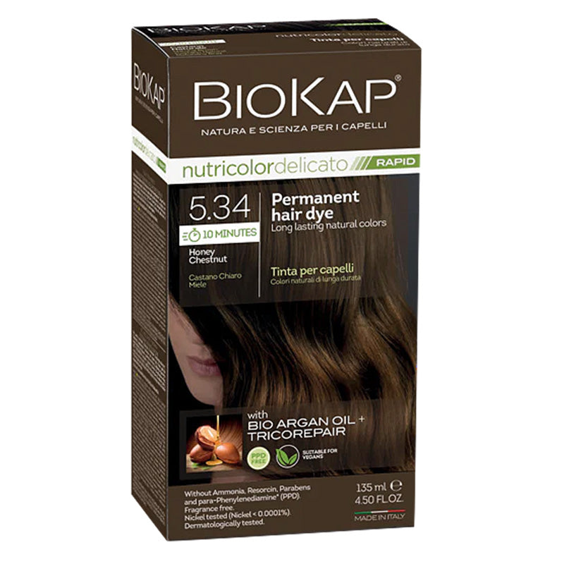 BioKap Nutricolor Delicato 5.34 Honey Chestnut Permanent Hair Dye