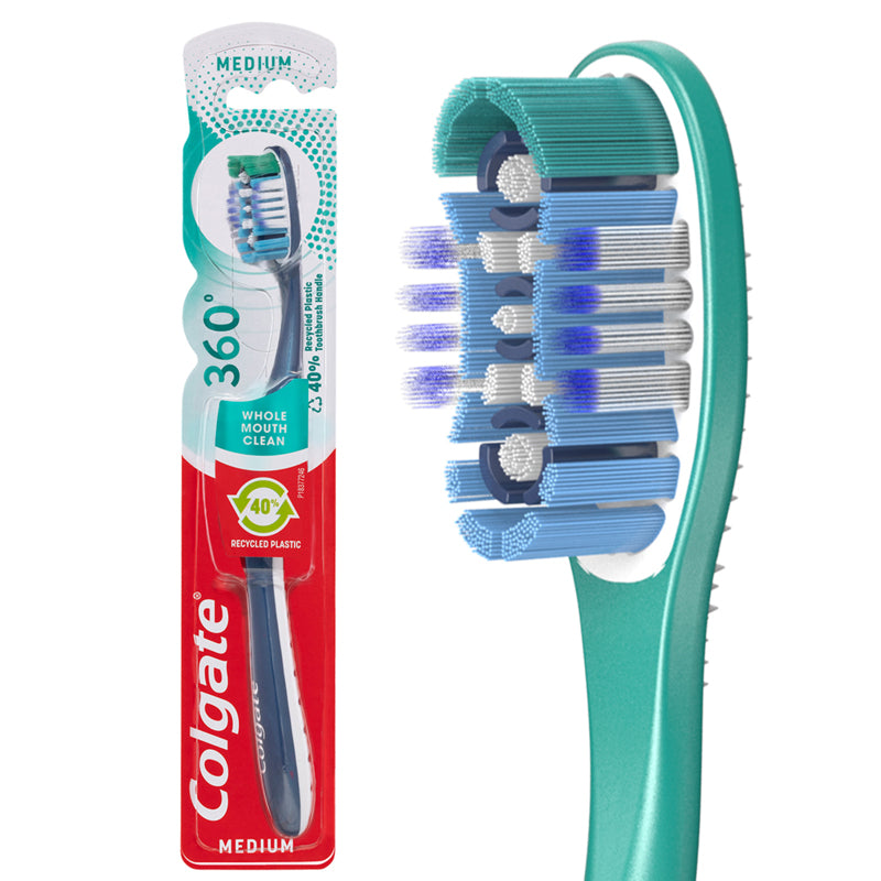 Colgate 360° Whole Mouth Clean Manual Toothbrush Medium 1 Pack