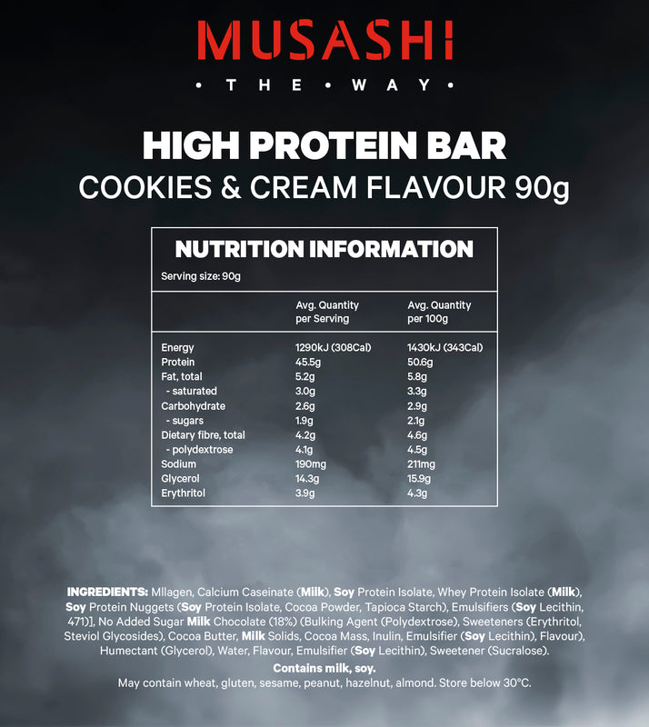 Musashi High Protein Bar Cookies and Cream 90g