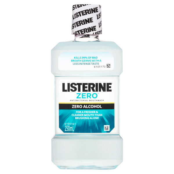 Listerine Zero Alcohol Antibacterial Mouthwash Less Intense Taste 250ml