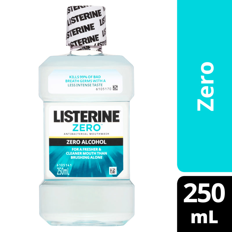 Listerine Zero Alcohol Antibacterial Mouthwash Less Intense Taste 250ml