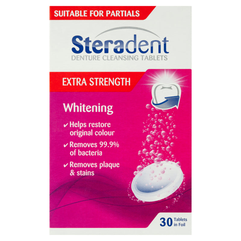 Steradent Denture Cleaning Tablets Extra Strength Intensive Whitening 30 Pack