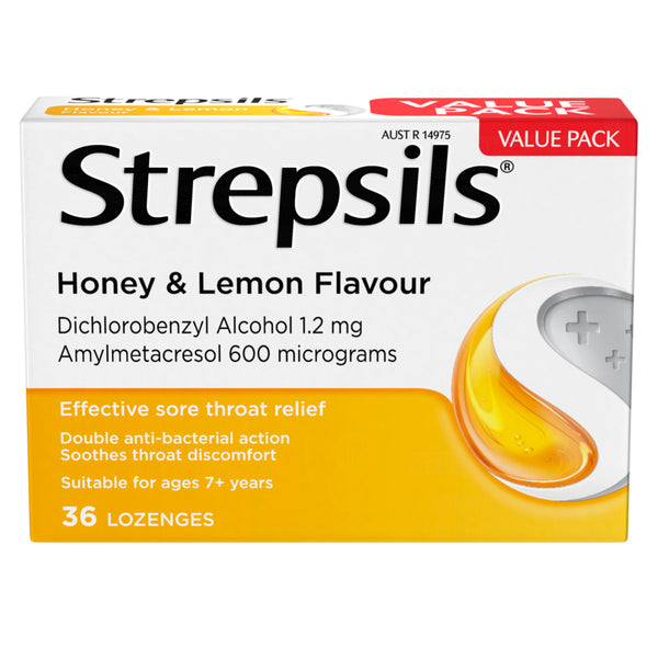 Strepsils Sore Throat Relief Honey & Lemon Lozenges 36 Pack