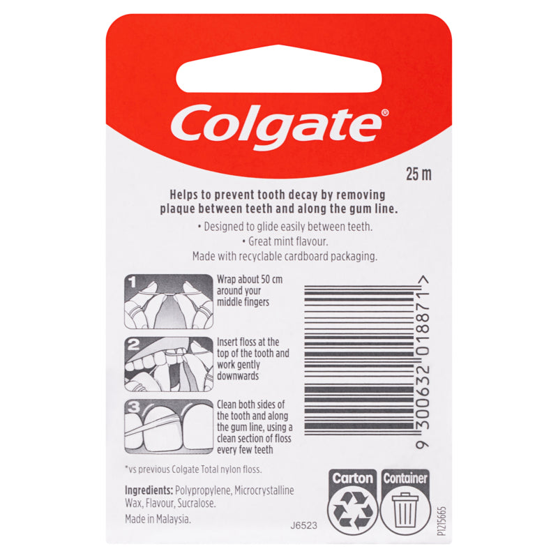 Colgate Total Mint Waxed Dental Floss 25m