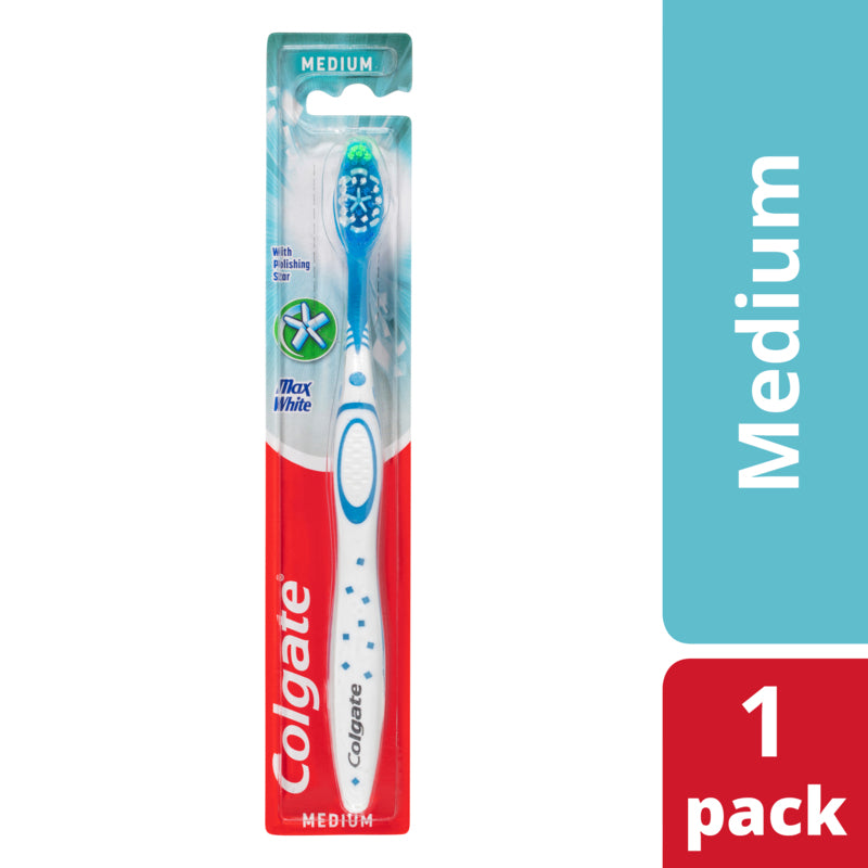 Colgate Max White Manual Toothbrush Medium with Polishing Star 1 Pack