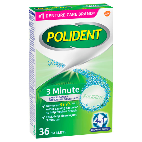 Polident 3 Minute Daily Cleanser for Dentures 36 Tablets