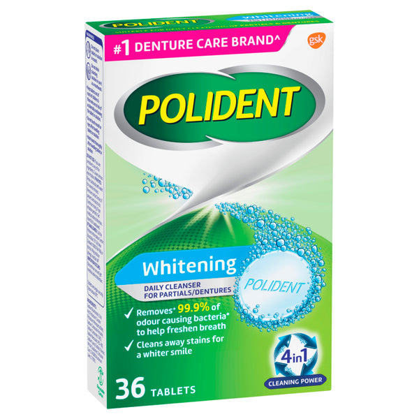 Polident Whitening Daily Cleanser for Dentures 36 Tablets