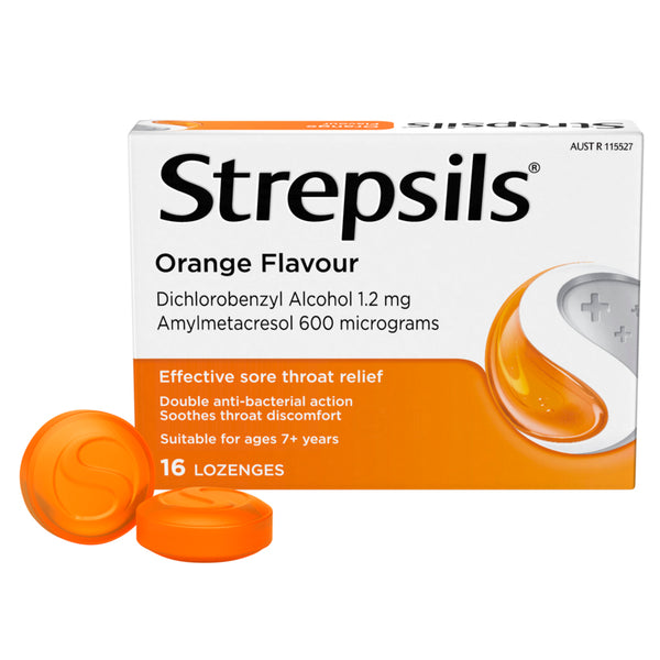 Strepsils Sore Throat Relief Orange Lozenges 16 Pack