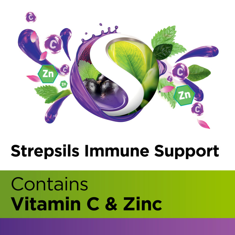 Strepsils Herbal Immune Support Lozenges Elderberry 16 Pack