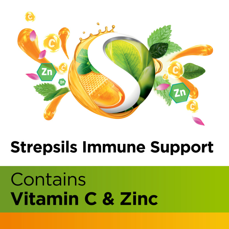 Strepsils Herbal Immune Support Lozenges Honey Lemon 16 Pack