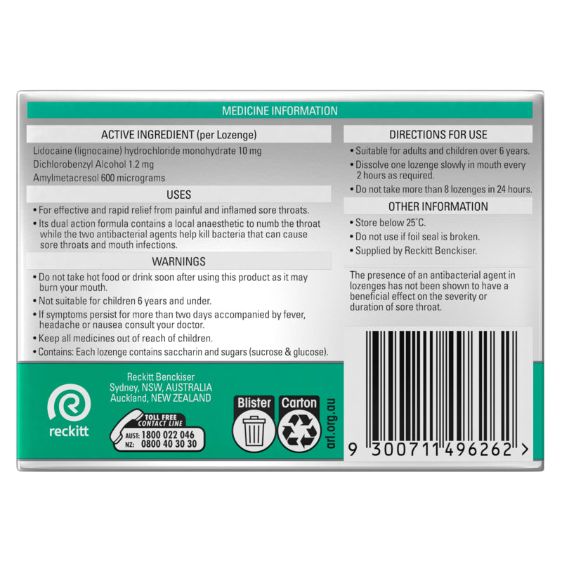 Strepsils Anaesthetic Lozenges Menthol 16 Pack