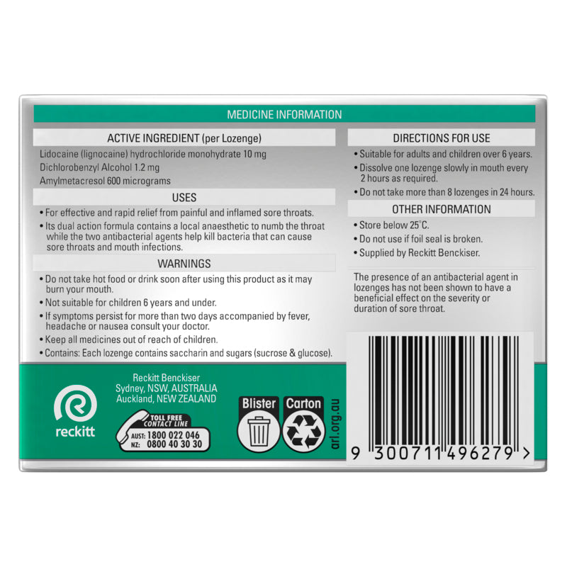 Strepsils Anaesthetic Lozenges Menthol 36 Pack