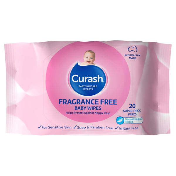 Curash Baby Wipes Fragrance Free 20 pack