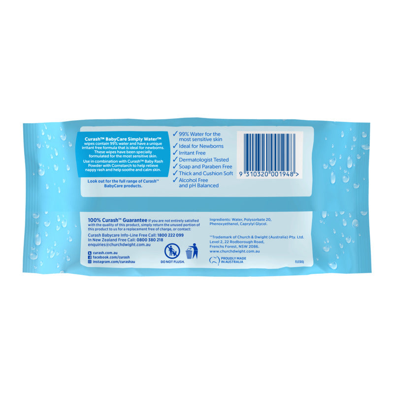 Curash Baby Wipes Water 80 pack