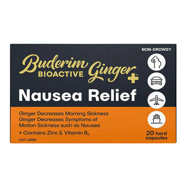 Buderim Bioactive Ginger+ Nausea Relief 20 Capsules