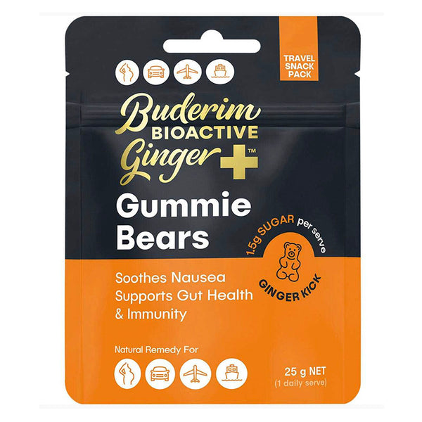 Buderim Bioactive Ginger+ Gummie Bears With Vitamins C Pouch 25g