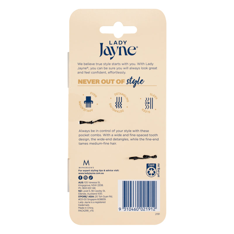 Lady Jayne Pocket Comb - 2 Pack