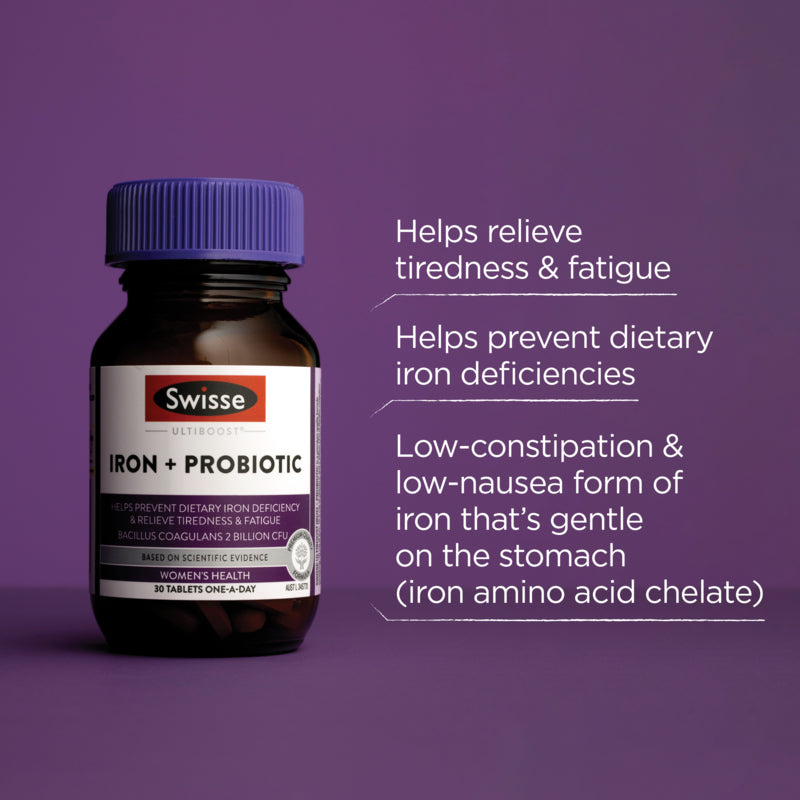 Swisse Ultiboost Iron + Probiotic 30 Tablets