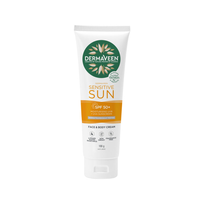 Dermaveen Sensitive Sun SPF 50+ Moisturising UVB+UVA Sunscreen Face And Body Cream 100g