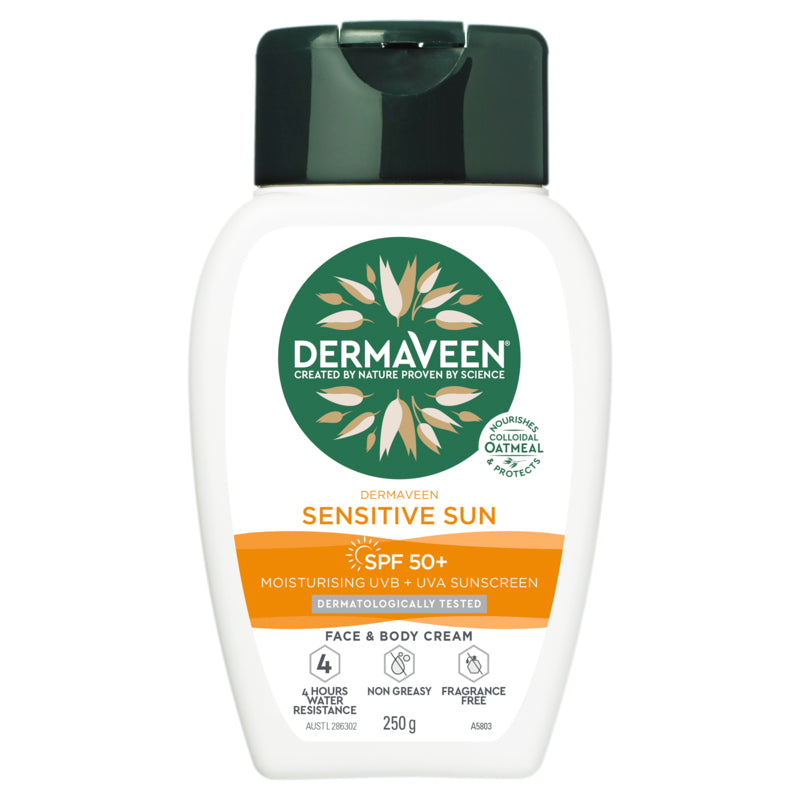 Dermaveen Sensitive Sun SPF 50+ Moisturising UVB+UVA Sunscreen Face & Body Cream 250g