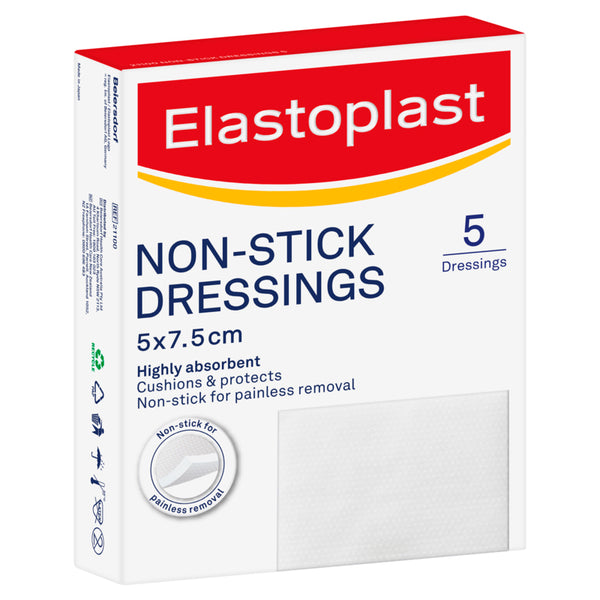 Elastoplast Non-Stick Dressing 5cm x 7.5cm 5 Pack