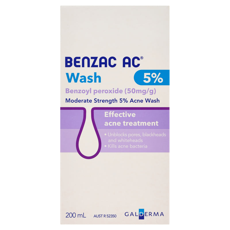 Benzac AC Moderate Strength 5% Acne Wash 200mL