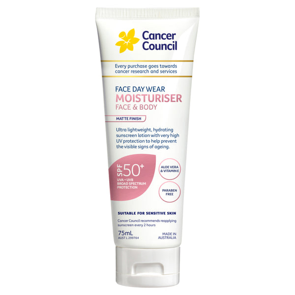 Cancer Council Face Day Wear Moisturiser Face & Body Matte Finish SPF50+ 75ml