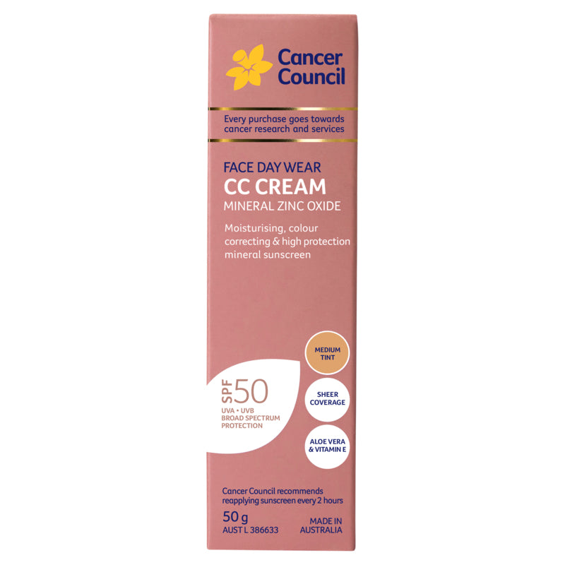 Cancer Council Face Day Wear Mineral CC Cream in Medium Tint SPF50 50g