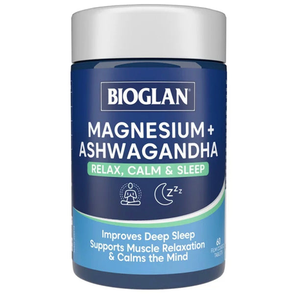 Bioglan Magnesium + Ashwagandha Sleep + Relax 60 Tablets