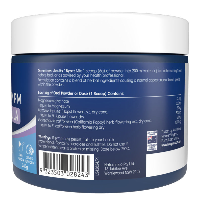 Bioglan Active Magnesium PM Deep Sleep Powder 240g