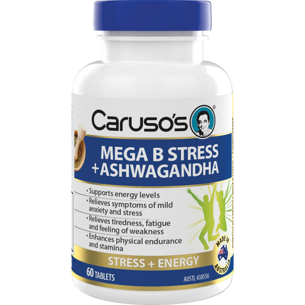 Caruso's Mega B Stress + Ashwagandha 60 Tablets