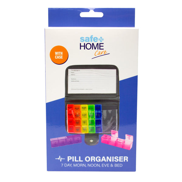 Safe Home Care 7 x Daily Pill Boxes Morning, Noon, Evening & Bed With Case