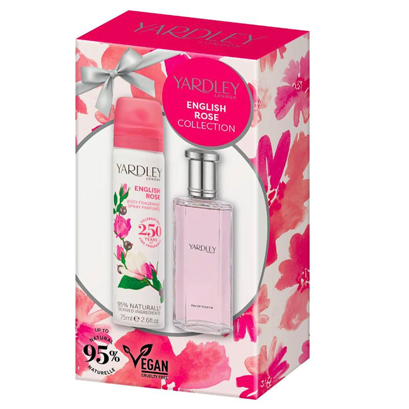 Yardley English Rose 2 Piece Gift Set - Eau De Toilette 50ml & Body Spray 75g