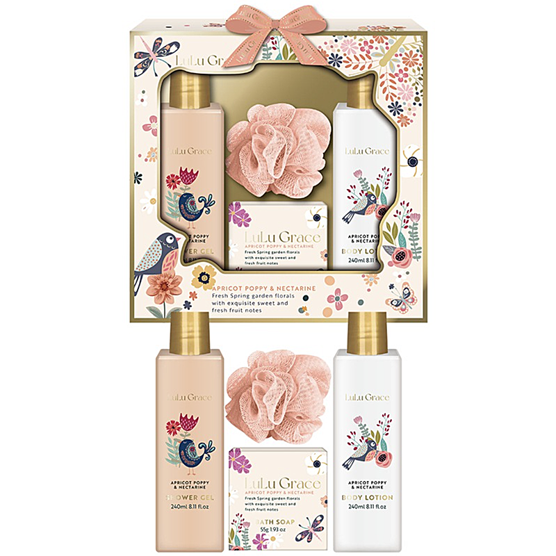 Lulu Grace Apricot Poppy & Nectarine 4 Piece Bath & Body Gift Set