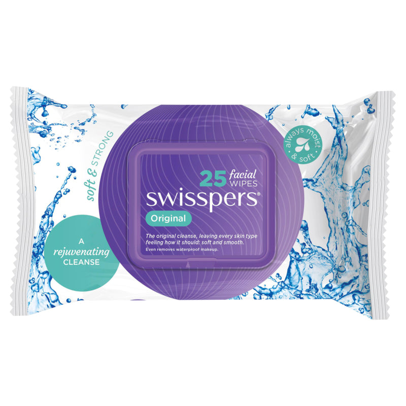 Swisspers Original Cleansing Facial Wipes - 25 Pack