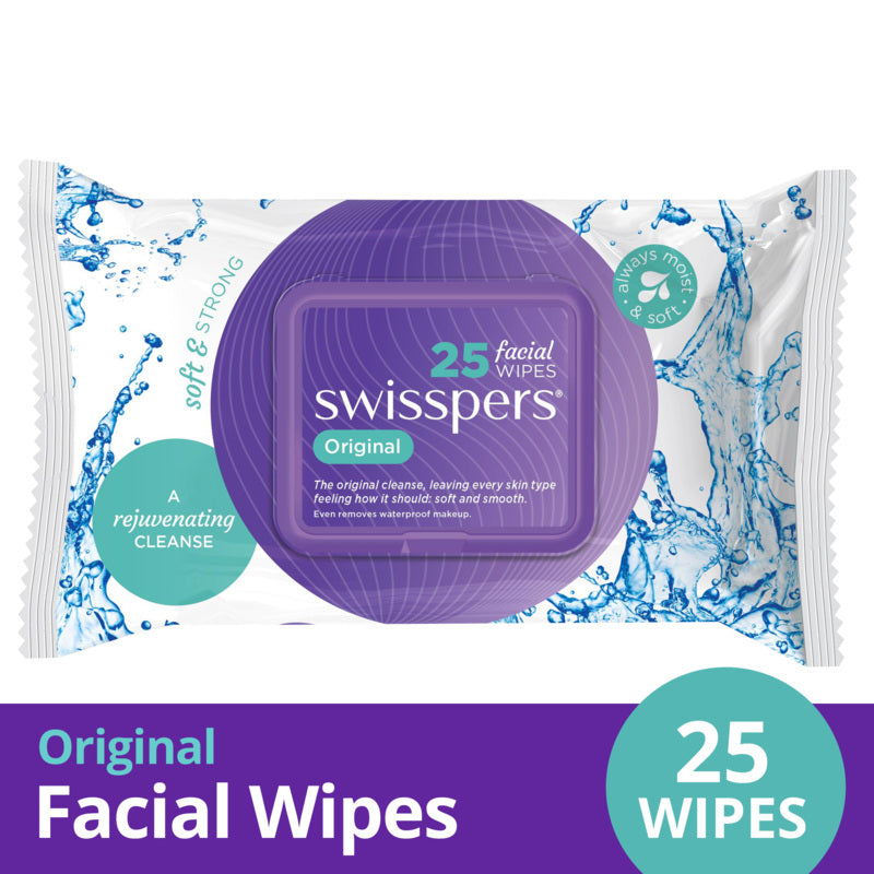 Swisspers Original Cleansing Facial Wipes - 25 Pack