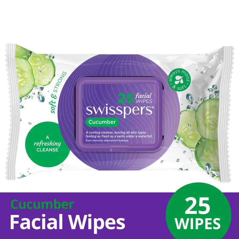 Swisspers Cucumber Cleansing Facial Wipes - 25 Pack